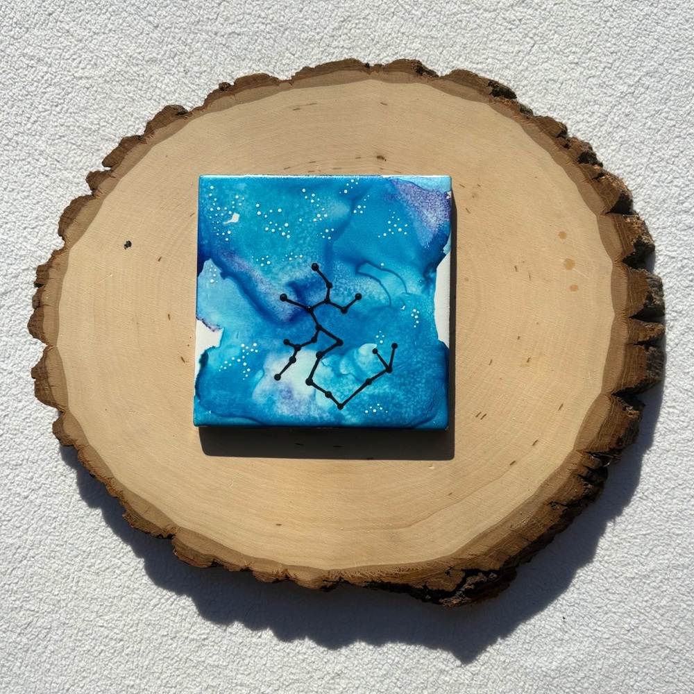 Sagittarius Blue Purple Zodiac Constellation Tile Decor - Astrology Ceramic Art